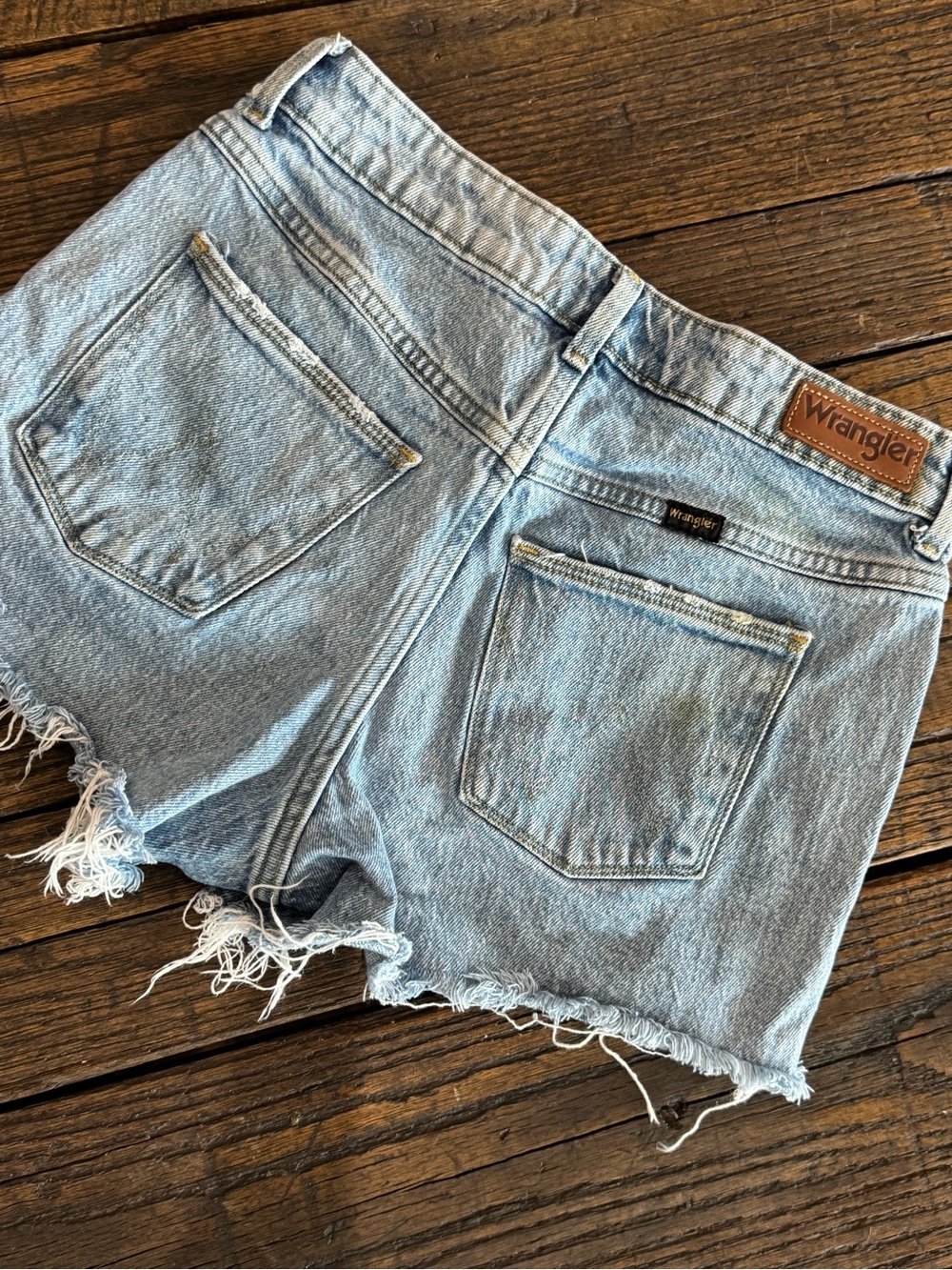 Wrangler Blue Distressed High Rise Vintage 3” Denim Cutoff Shorts Size 0/24